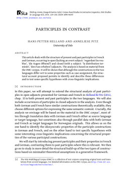participles in contrast - Open Access journals at UiO