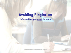 Avoiding Plagiarism