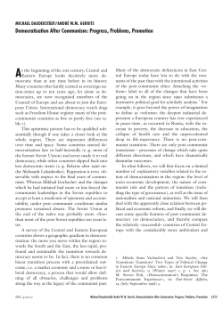 Democratisation After Communism: Progress, Problems, Promotion