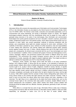Ethical Dimension of the Information Society: Implications for Africa