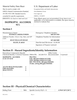 US Department of Labor ISOPROPYL ALCOHOL 91