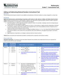 Mathematics Grade 7 &ndash; Instructional Task Adding and Subtracting