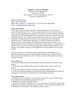 AMERICAN LEGAL HISTORY Rutgers, Newark: Spring 2012 History