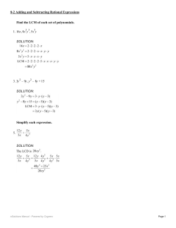 Find the LCM of each set of polynomials. 1. 16x, 8x y