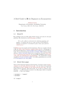 A Brief Guide to R for Beginners in Econometrics