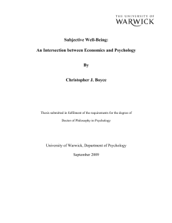 Subjective Well-Being - University of Warwick