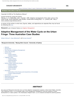 Conservation Ecology: Adaptive management of the water cycle on