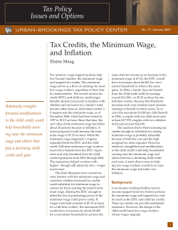 Tax Credits, the Minimum Wage, and Inflation