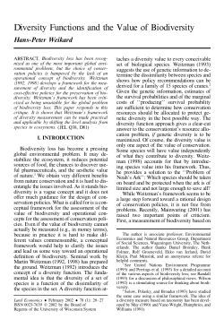 Diversity Functions and the Value of Biodiversity