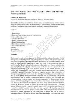 Accumulation, Ablation, Mass Balance, and Runoff from Glaciers