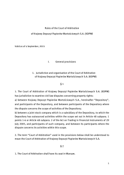 the rules of the kdpw court of arbitration