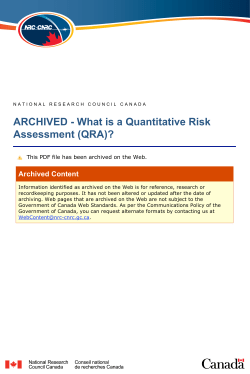 ARCHIVED - What is a Quantitative Risk Assessment (QRA)?