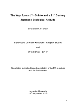 The Way Forward Shinto and a 21st Century Japanese Ecological