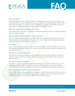 Patient Experience Survey - Health Quality Council of Alberta