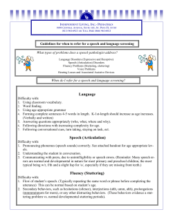 Language Speech (Articulation) Fluency
