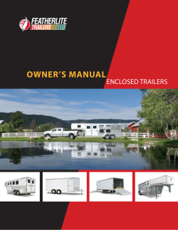 owner`s manual - Featherlite Trailers