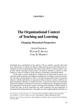 The Organizational Context of Teaching and Learning
