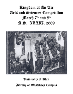 Kingdom of An Tir Arts and Sciences Competition March 7th and 8th