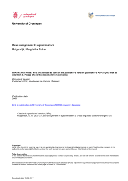 Case assignment in agrammatism Ruigendijk, Margrietha