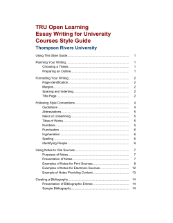 TRU Open Learning Essay Writing for University Courses