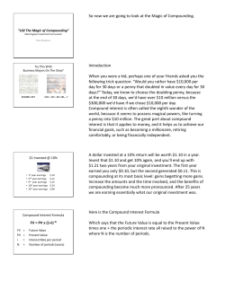 So now we are going to look at the Magic of Compounding.