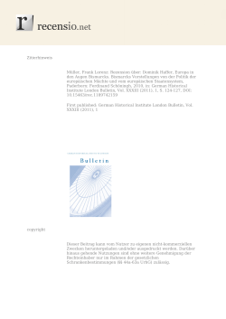 Rezension &uuml;ber: Dominik Haffer, Europa in den Augen Bismarcks