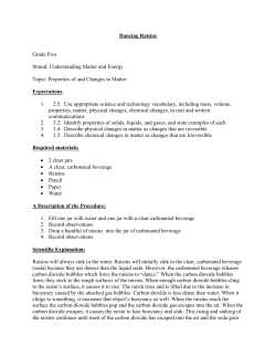 Dancing Raisins Grade Five Strand: Understanding Matter and