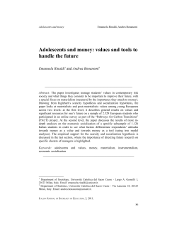 Adolescents and money - ITALIAN JOURNAL OF SOCIOLOGY OF