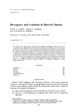 Divergence and evolution in Darwin`s finches