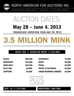 aUCTIon daTeS: 3.5 MILLION MINK