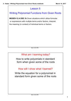 5 - Notes - Writing Polynomials from Given Roots
