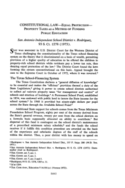 Equal Protection - Property Taxes as a Method of Funding Public