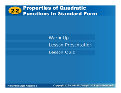 2-2 2-2 Properties of Quadratic Functions in Standard Form