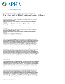 Improving Health and Wellness through Access to Nature