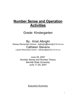 Number Sense and Operation Activities