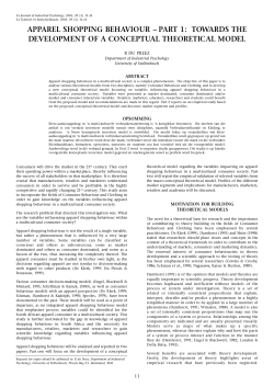 apparel shopping behaviour &ndash; part 1: towards the