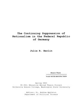 The Continuing Suppression of Nationalism in the Federal Republic
