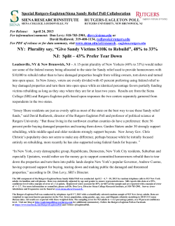 NY: Plurality say, &ldquo;Give Sandy Victims $10K to Rebuild&rdquo;, 48% to 33