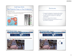 Cell free DNA: The Popular Press vs The Evidence
