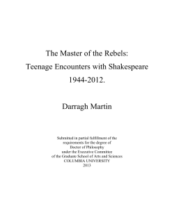 The Master of the Rebels: Teenage Encounters with