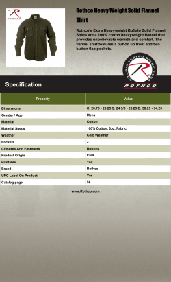 Rothco Heavy Weight Solid Flannel Shirt Specification