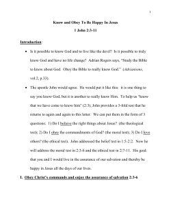 Know and Obey To Be Happy In Jesus 1 John 2:3