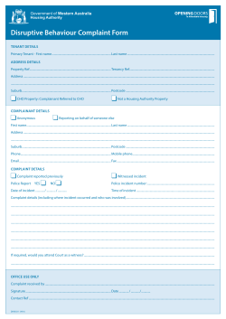 Disruptive Behaviour Complaint Form