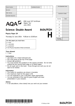 AQA Level 1/2 Certificate in Science: Double Award Question paper