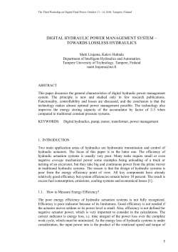 DIGITAL HYDRAULIC POWER MANAGEMENT SYSTEM