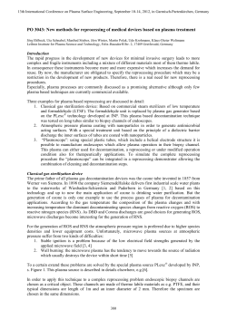 Topic specification: Plasma treatment and cleaning