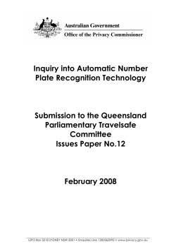 Issues Paper No.12 - Inquiry into Automatic Number Plate