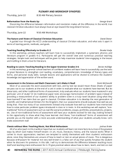 2017 Workshop Synopses  - Repairing the Ruins Conference