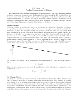 PHY 1033C - Lab 1 Parallax Measurements of Distance