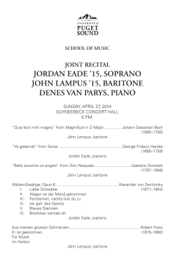 jordan eade `15, soprano john lampus `15, baritone denes van parys
